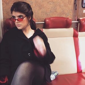 Retro cool girl tiny red sunglasses